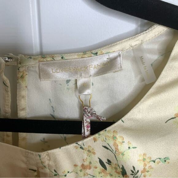 Love shack Fancy Arendell satin floral blouse size medium canary yellow peekaboo - Picture 5 of 8